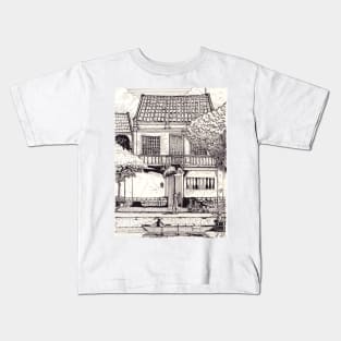 Townhouse in Hoi An Vietnam Pen and Ink Illustration Kids T-Shirt